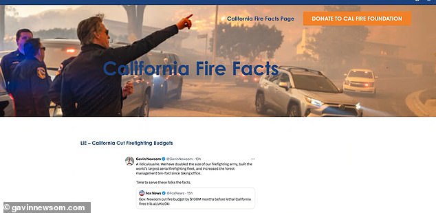 شارك نيوسوم، 57 عامًا، رابطًا لموقع californiafirefacts.com – وهو موقع ويب أنشأته لجنة حملته – مدعيًا أنه سيكافح المعلومات الخاطئة حول حرائق لوس أنجلوس المدمرة.