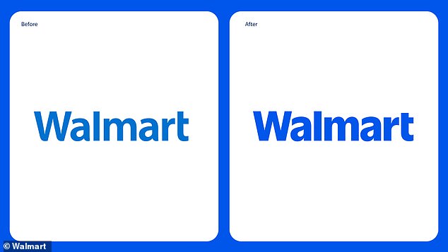 أعادت Walmart أيضًا تصميم علامتها النصية المميزة، والتي كانت مستوحاة من قبعة سائق الشاحنة التي كان يرتديها مؤسس الشركة سام والتون