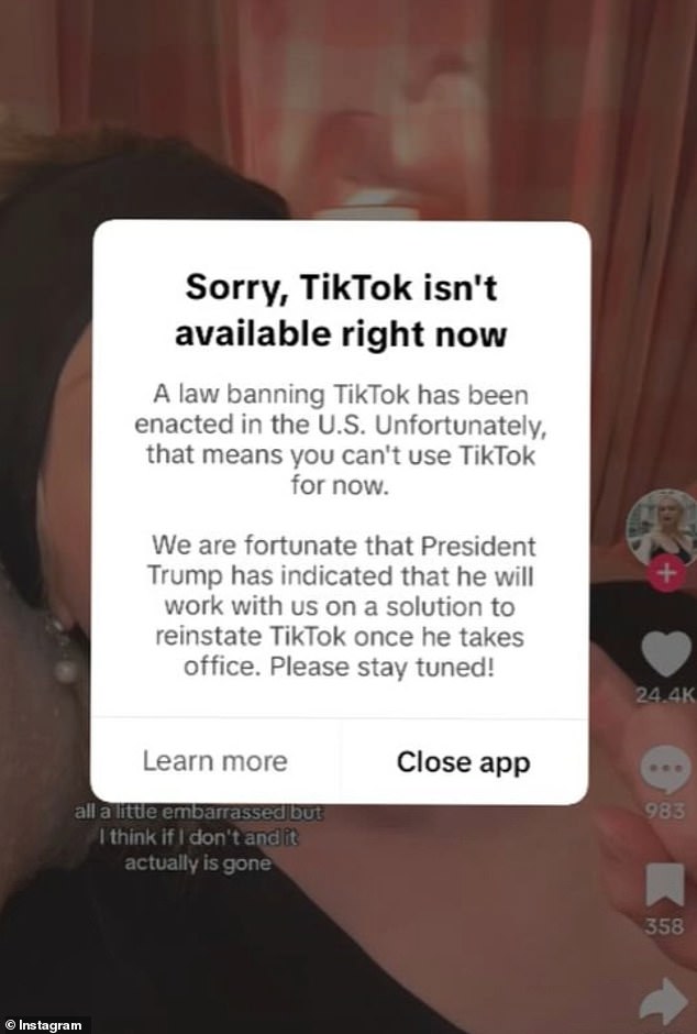 صوّر مؤثرو تطبيق TikTok في جميع أنحاء الولايات المتحدة أنفسهم وهم ينهارون في حالة من الهستيريا مع دخول الحظر المدعوم من المحكمة العليا حيز التنفيذ في وقت مبكر من يوم الأحد، مع حزن الكثيرين على فقدان منصتهم وسبل عيشهم.